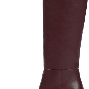 Brand New Women's Burgundy Size 8 Pointed Toe Chunky Heel Long Boots with Side Z